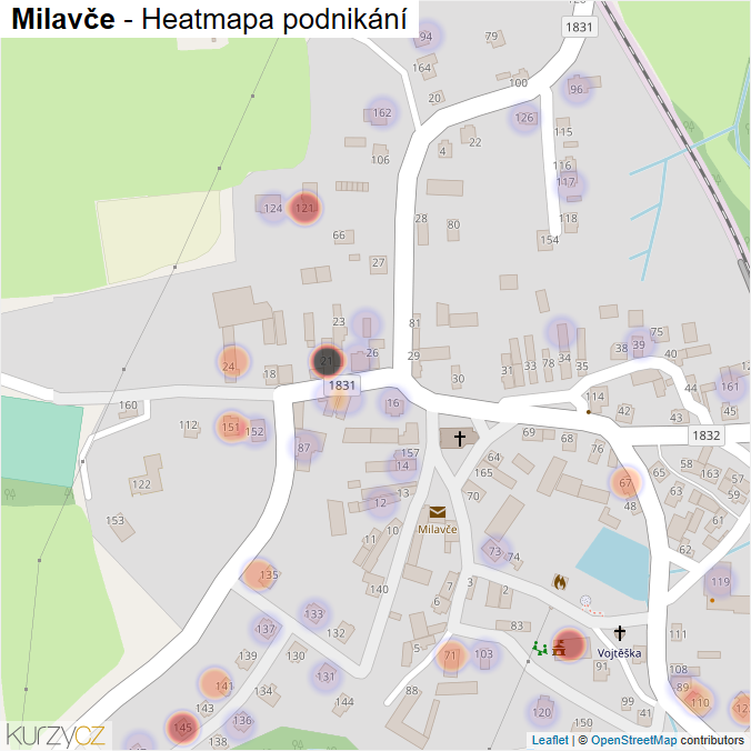 Mapa Milavče - Firmy v části obce.