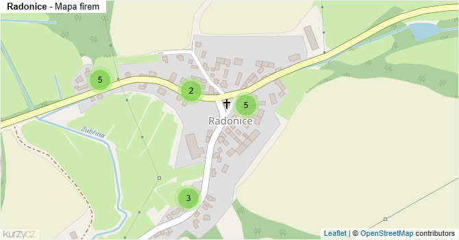 Radonice - mapa firem
