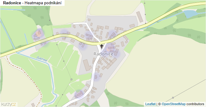 Radonice - mapa podnikání