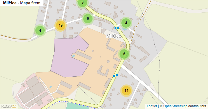 Milčice - mapa firem