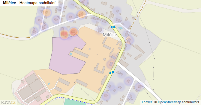 Milčice - mapa podnikání