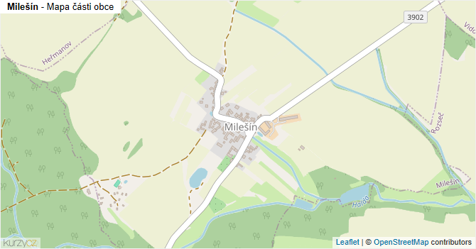 Milešín - mapa části obce
