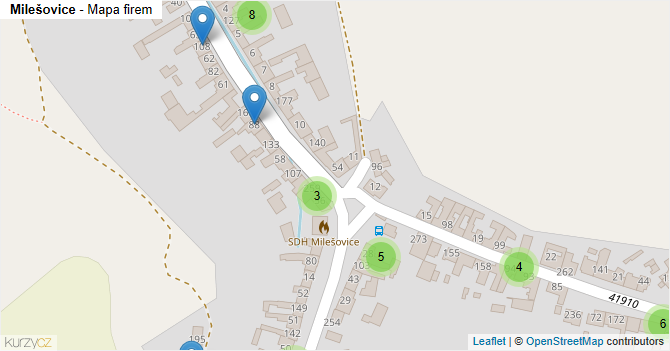Milešovice - mapa firem