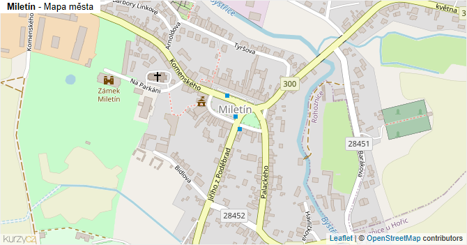 Miletín - mapa města