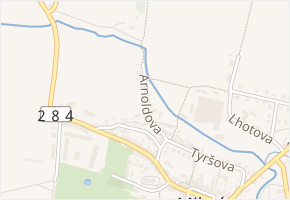 Arnoldova v obci Miletín - mapa ulice