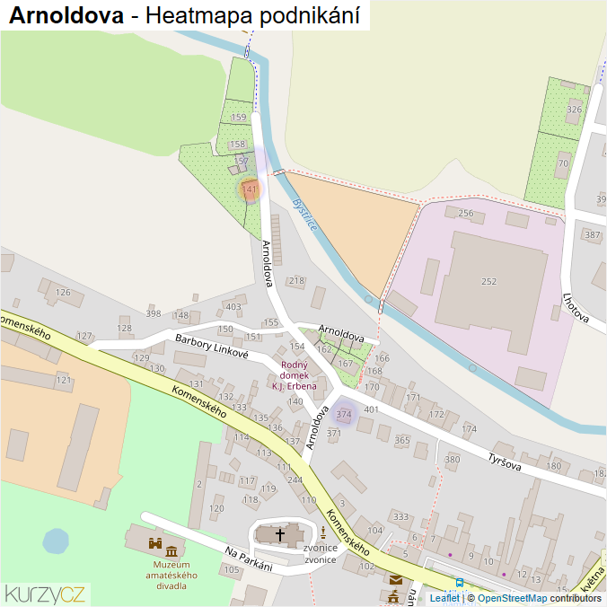 Mapa Arnoldova - Firmy v ulici.