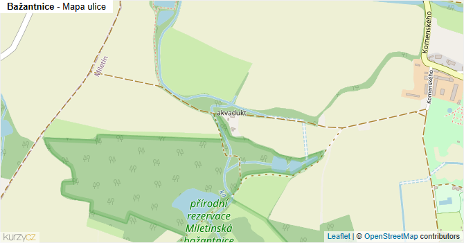 Bažantnice - mapa ulice