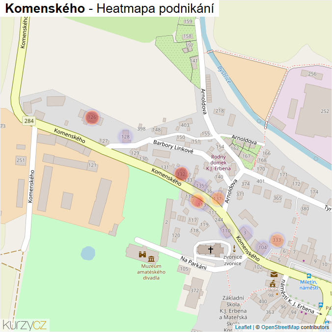 Mapa Komenského - Firmy v ulici.