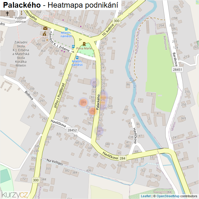 Mapa Palackého - Firmy v ulici.