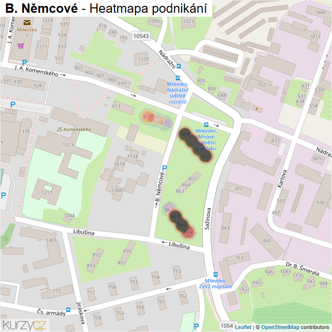 Mapa B. Němcové - Firmy v ulici.