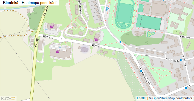 Blanická - mapa podnikání