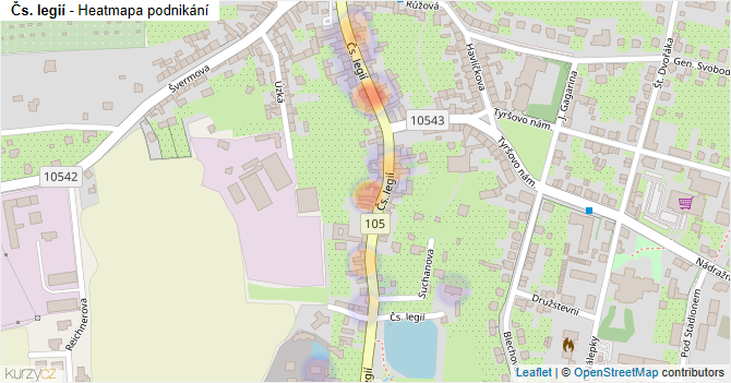 Čs. legií - mapa podnikání