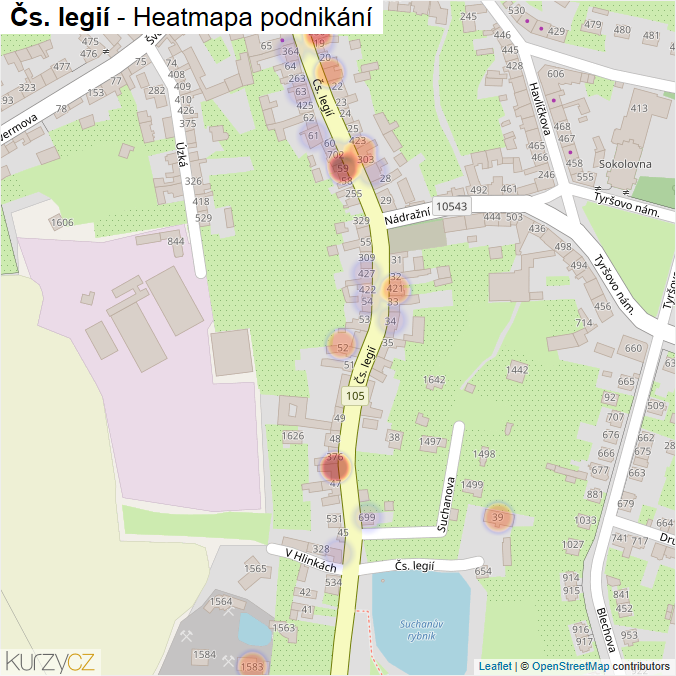 Mapa Čs. legií - Firmy v ulici.