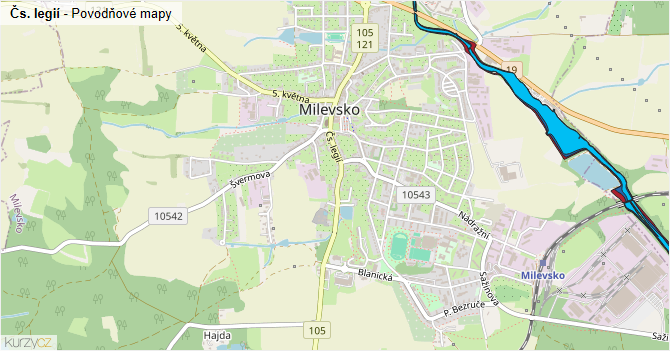 Čs. legií - záplavové mapy stoleté vody