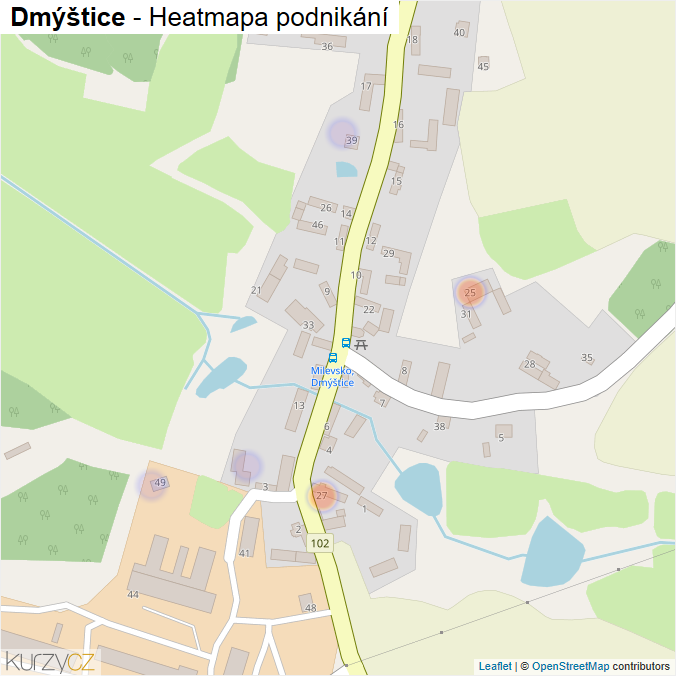 Mapa Dmýštice - Firmy v části obce.