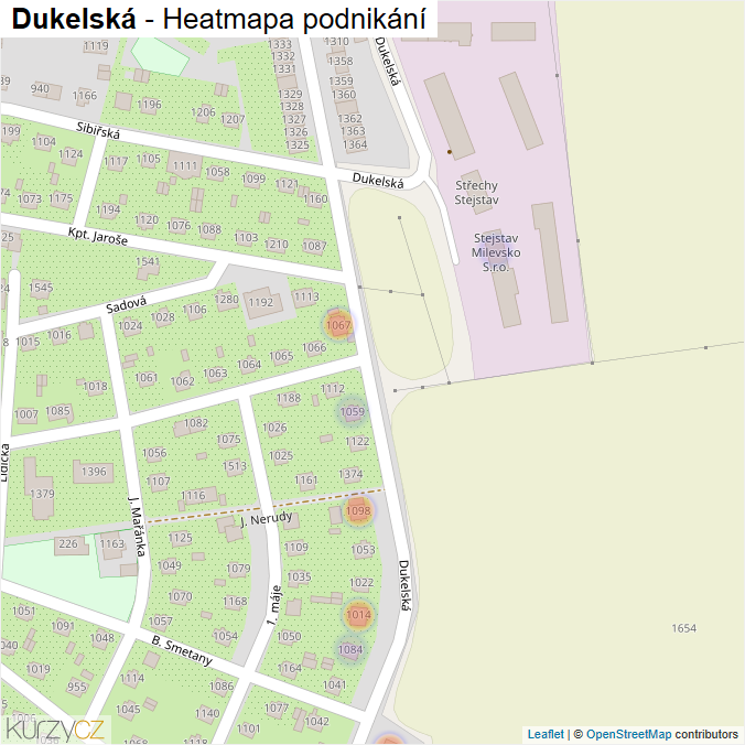 Mapa Dukelská - Firmy v ulici.