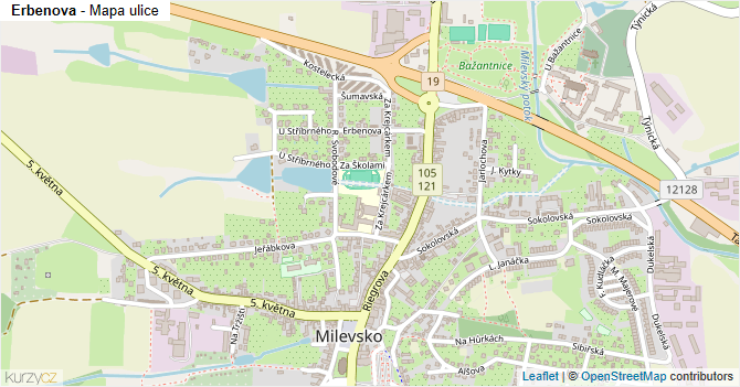 Erbenova - mapa ulice