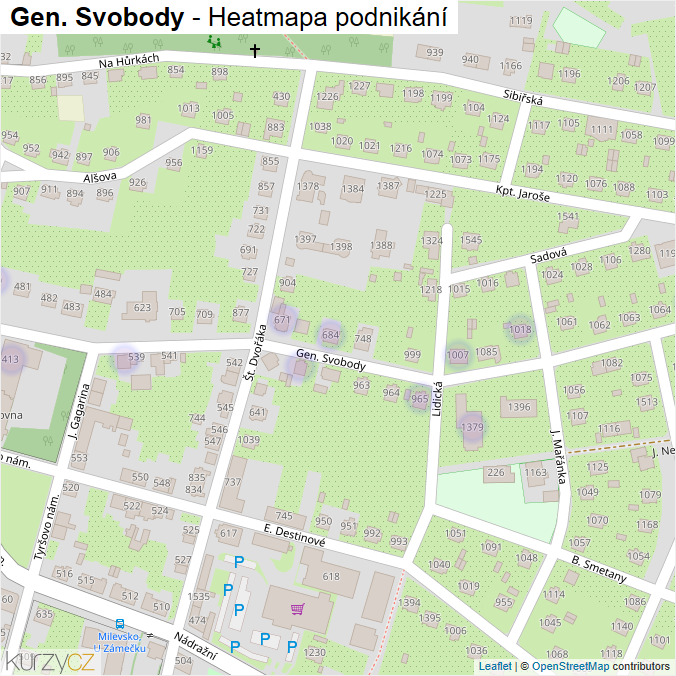Mapa Gen. Svobody - Firmy v ulici.