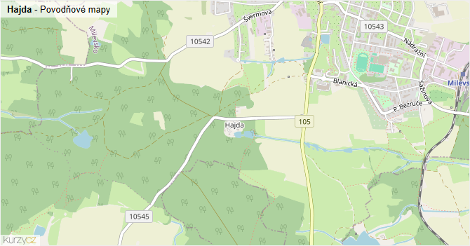 Hajda - záplavové mapy stoleté vody