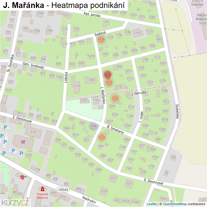 Mapa J. Mařánka - Firmy v ulici.