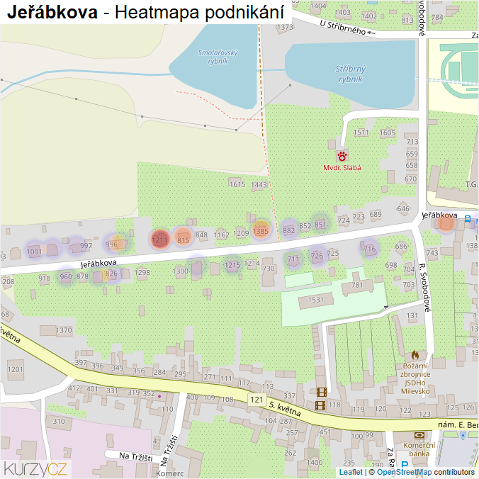 Mapa Jeřábkova - Firmy v ulici.