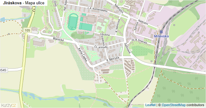 Jiráskova - mapa ulice
