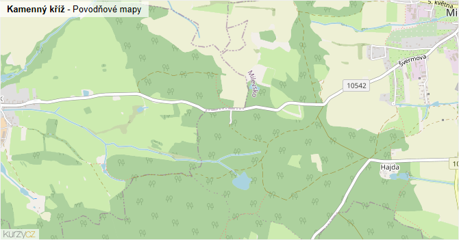 Kamenný kříž - záplavové mapy stoleté vody