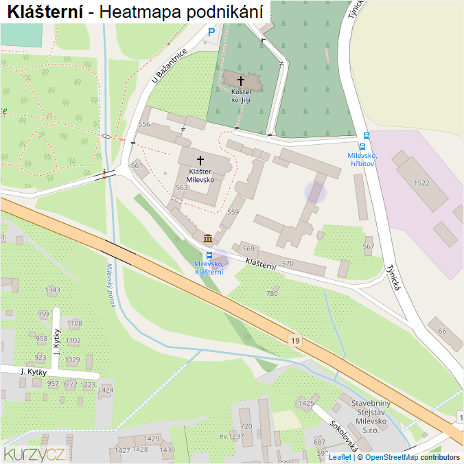 Mapa Klášterní - Firmy v ulici.