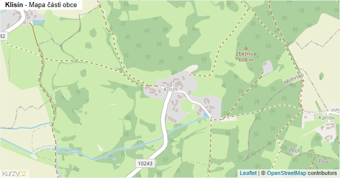 Klisín - mapa části obce