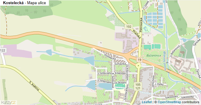 Kostelecká - mapa ulice