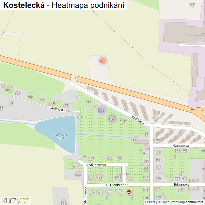 Mapa Kostelecká - Firmy v ulici.
