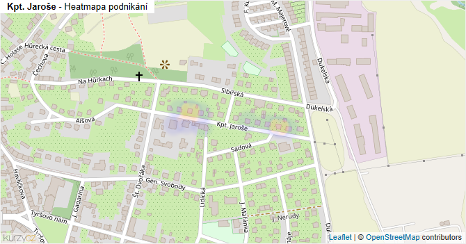 Kpt. Jaroše - mapa podnikání