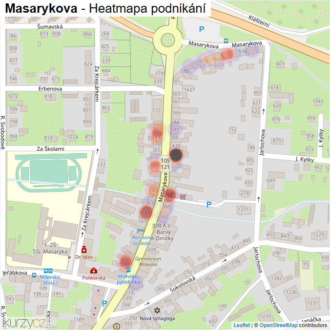 Mapa Masarykova - Firmy v ulici.
