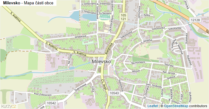 Milevsko - mapa části obce