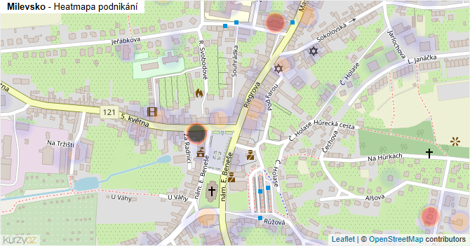 Milevsko - mapa podnikání