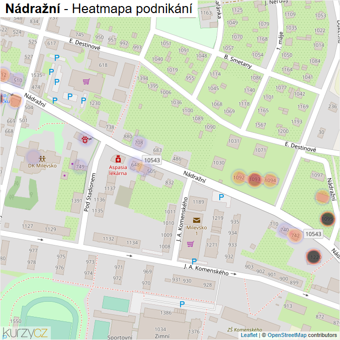 Mapa Nádražní - Firmy v ulici.