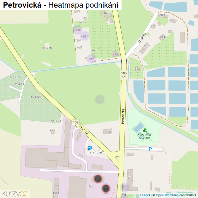 Mapa Petrovická - Firmy v ulici.