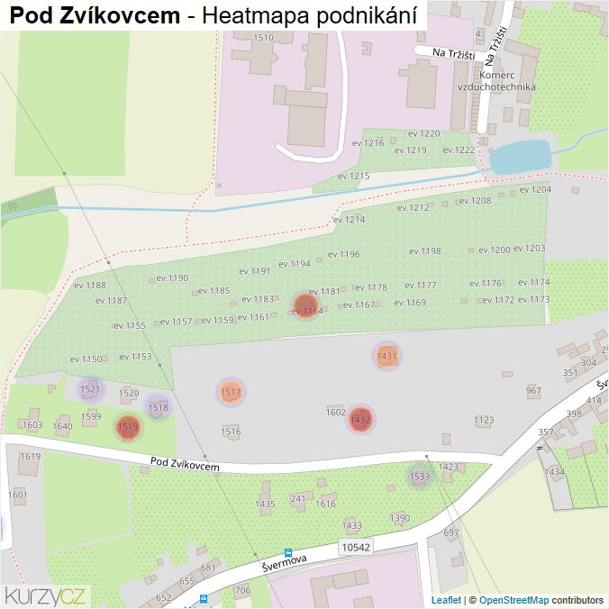 Mapa Pod Zvíkovcem - Firmy v ulici.