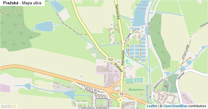 Pražská - mapa ulice
