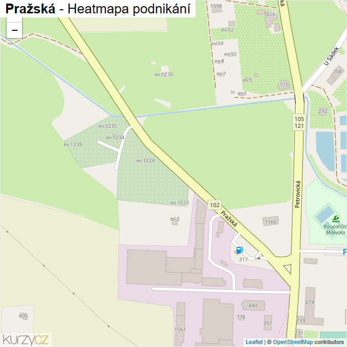 Mapa Pražská - Firmy v ulici.