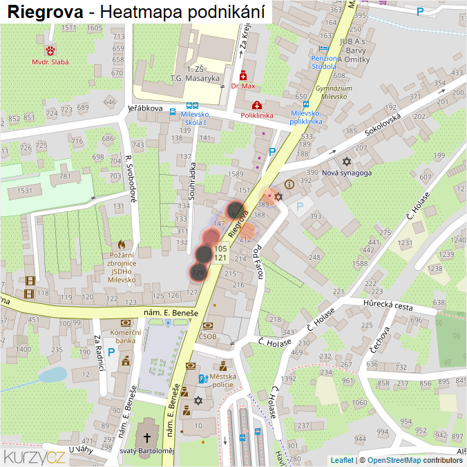 Mapa Riegrova - Firmy v ulici.