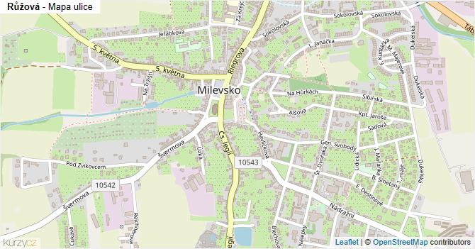 Růžová - mapa ulice