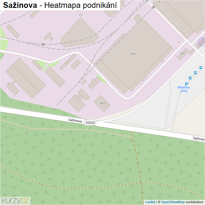 Mapa Sažinova - Firmy v ulici.
