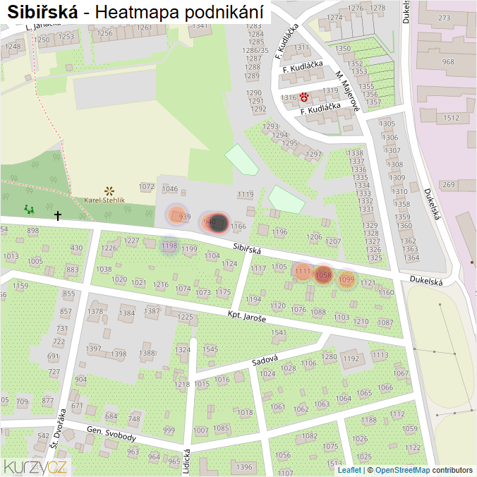 Mapa Sibiřská - Firmy v ulici.