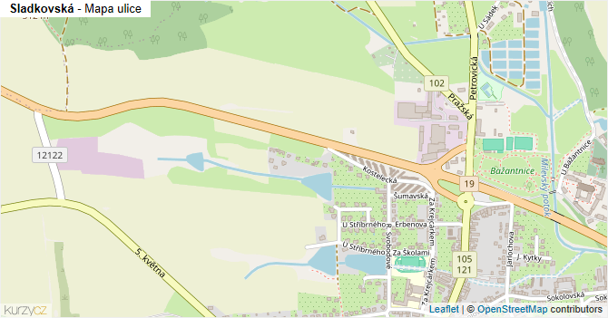 Sladkovská - mapa ulice