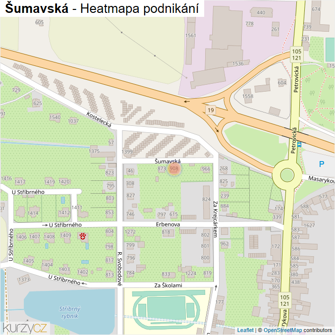 Mapa Šumavská - Firmy v ulici.