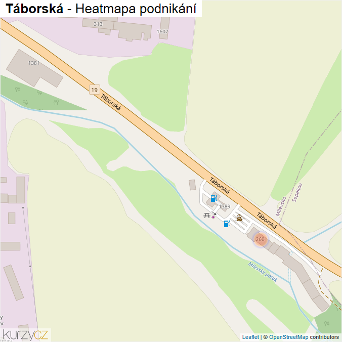 Mapa Táborská - Firmy v ulici.
