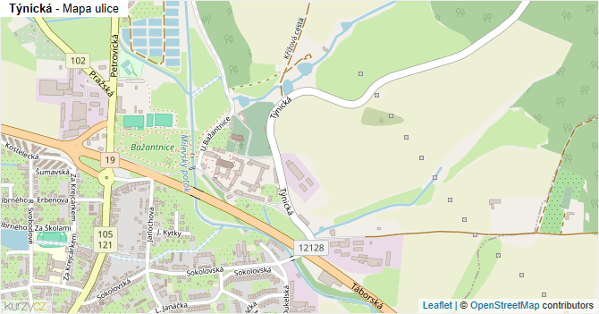 Týnická - mapa ulice