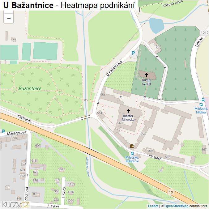 Mapa U Bažantnice - Firmy v ulici.