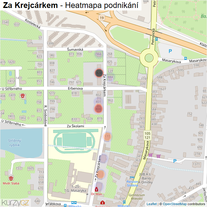 Mapa Za Krejcárkem - Firmy v ulici.